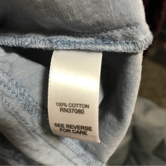 *New* Cato blue plaid flannel long sleeve button down with fray hem edge small - Picture 9 of 9